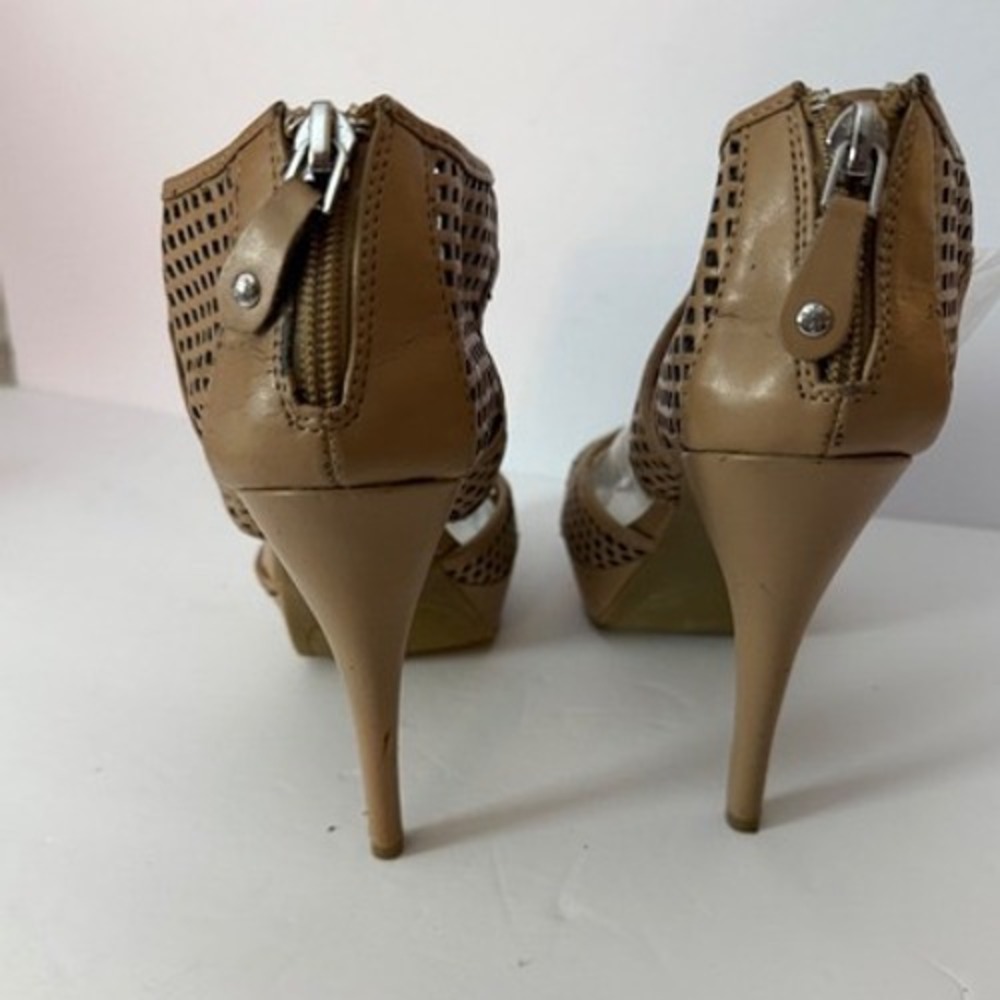 Simply Vera Vera Wang Womens Tan Nude Strappy Mesh High Heel Platform Sandals